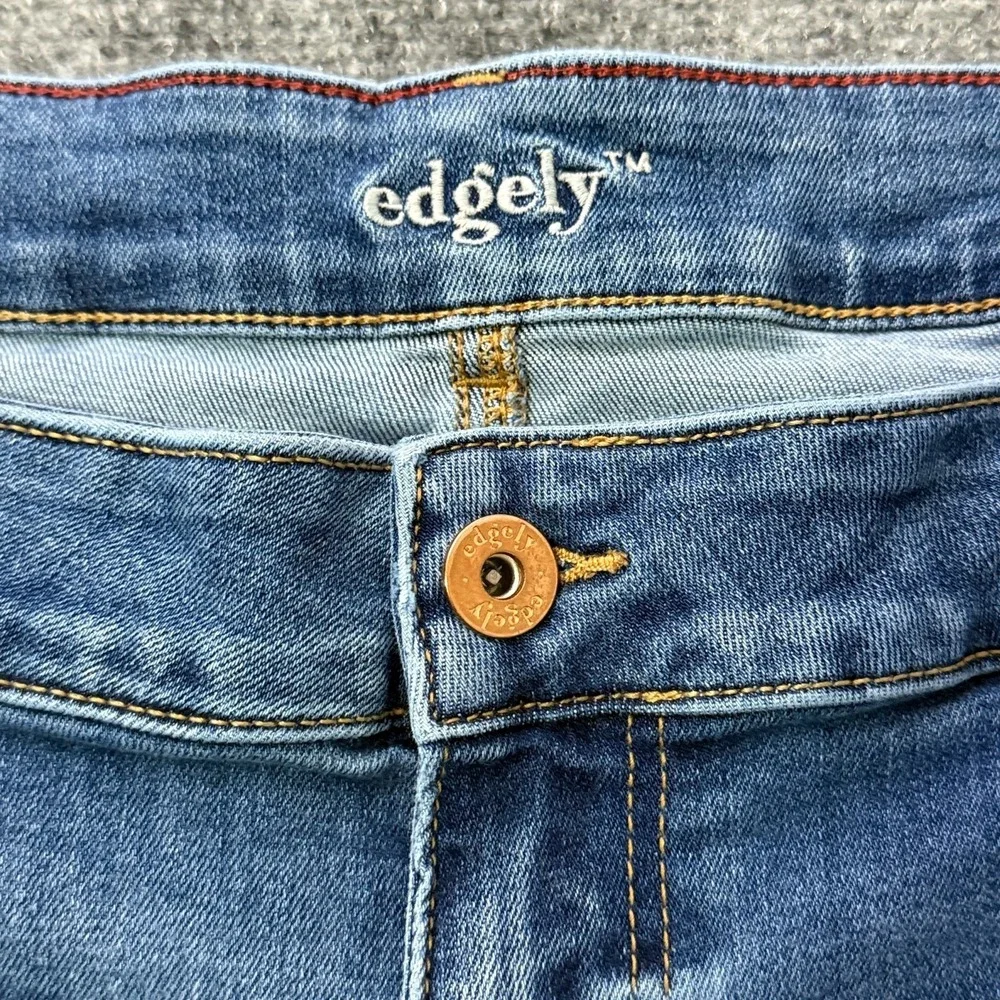 Edgely Womens 22W Short Mid Rise Slim Boot Jeans Raw Hem Stretch Plus Size - Picture 6 of 14